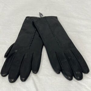 Aris black genuine leather gloves size 7.5 women’s NEW